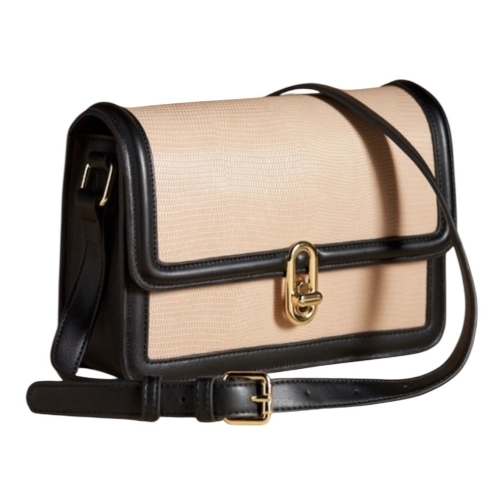 Elegant Black and Tan Crossbody Bag
